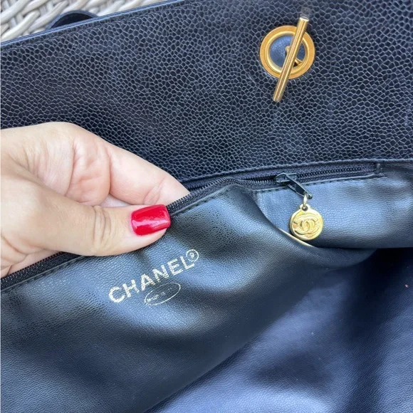 Authentic CHANEL SUPERMODEL black caviar leather large tote bag - Picture 14 of 16